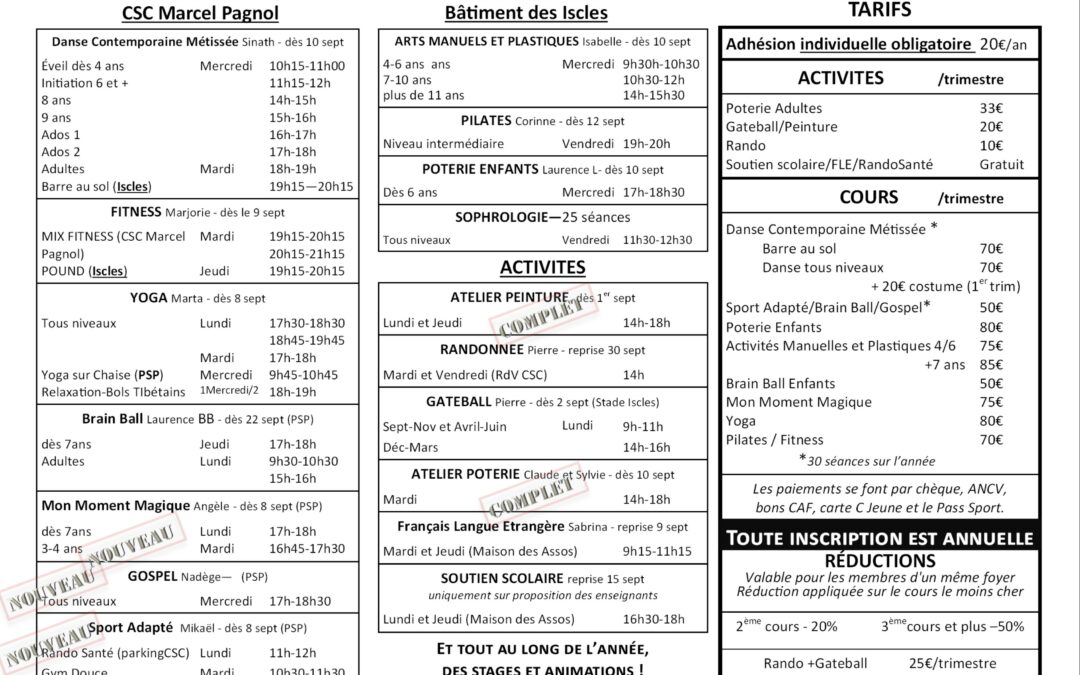 Activités 2025-2026